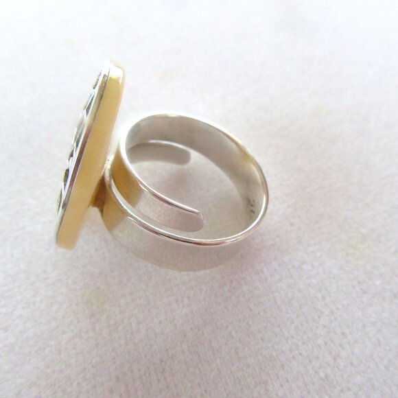 Sterling silver & mother of pearl Tree of Life adjustable ring - Picture 8 of 9